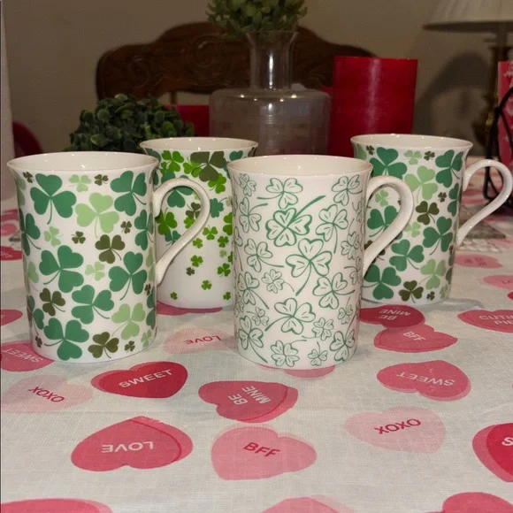 4 Stechcol Gracie Bone China Shamrock Mugs - Picture 1 of 7